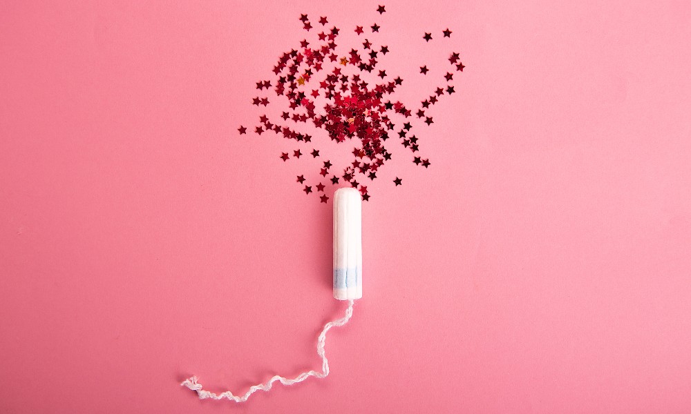 tampon on a pink background