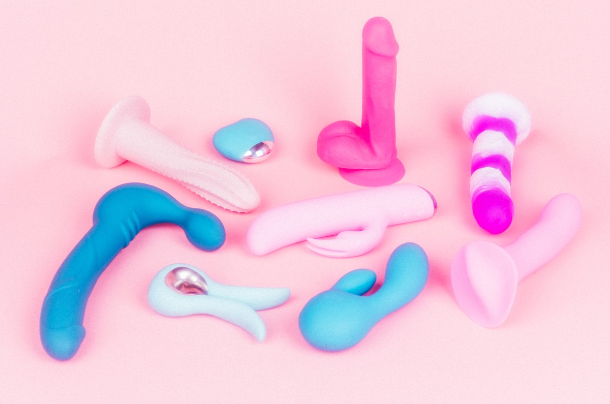 sex toys on a pink background